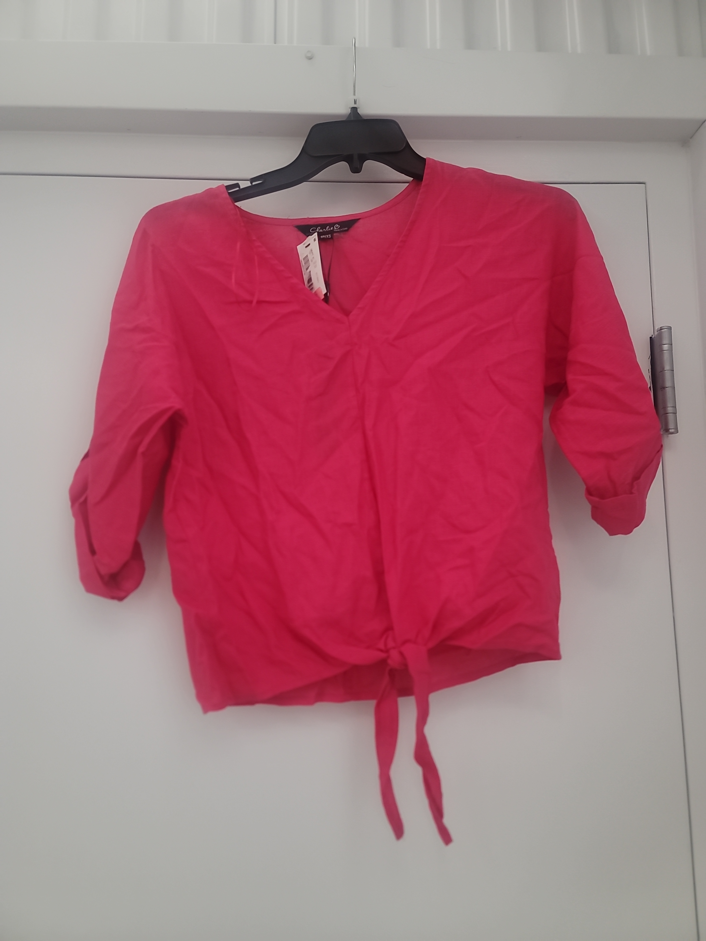 Charlie B Dolman 3/4 Roll Up Sleeve With Front Tie